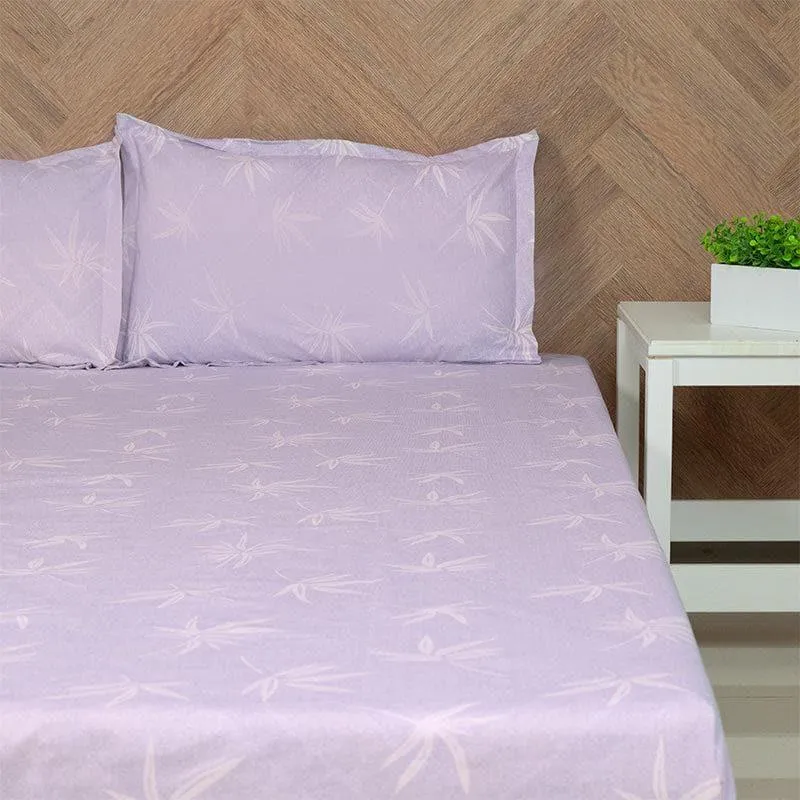 Neinia Printed Reversible Cotton Bedsheet (Beige,Lavender) - 170 TC media 3