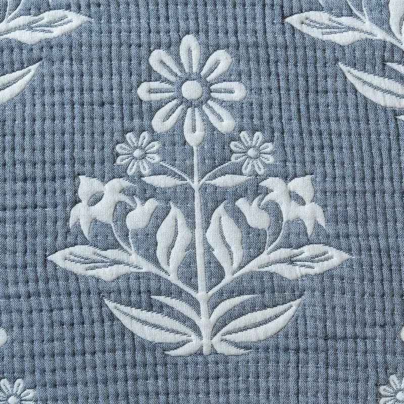 Ivory-Blue Floral Design Comforter media 6