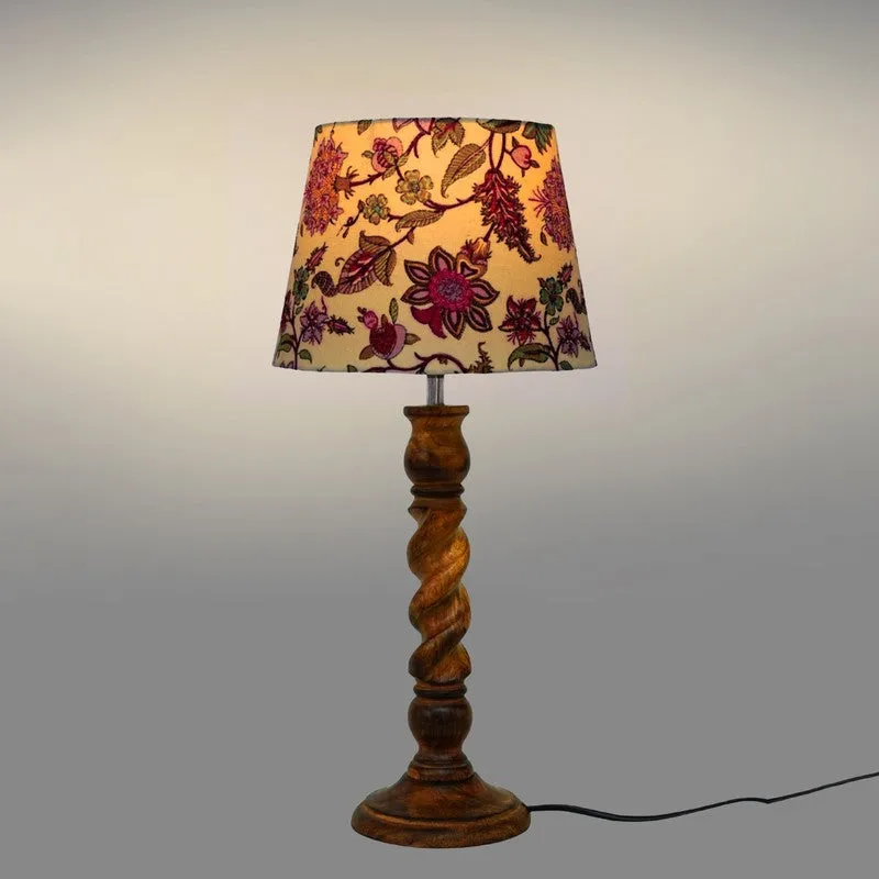 Warmpetal Wooden Base Cotton Table Lamp - Multicolor media 4