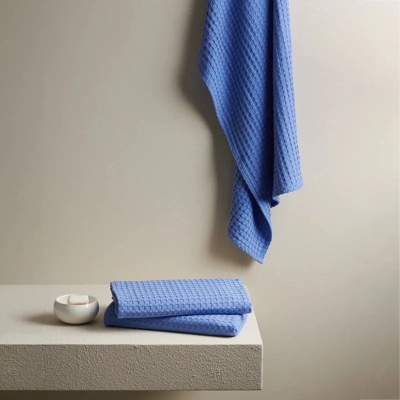 Ambar Waffle Weave Cotton Bath Towels - Blue media 5
