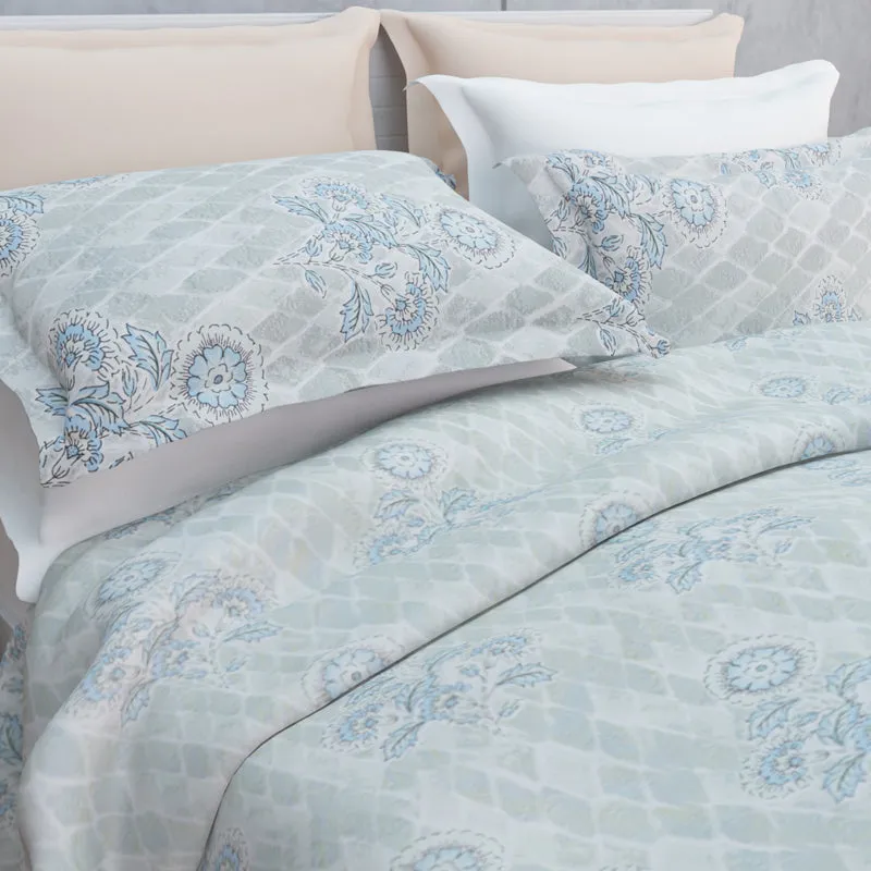 Marigold Fields Cotton Bedsheet (Grey) - 144 TC media 10