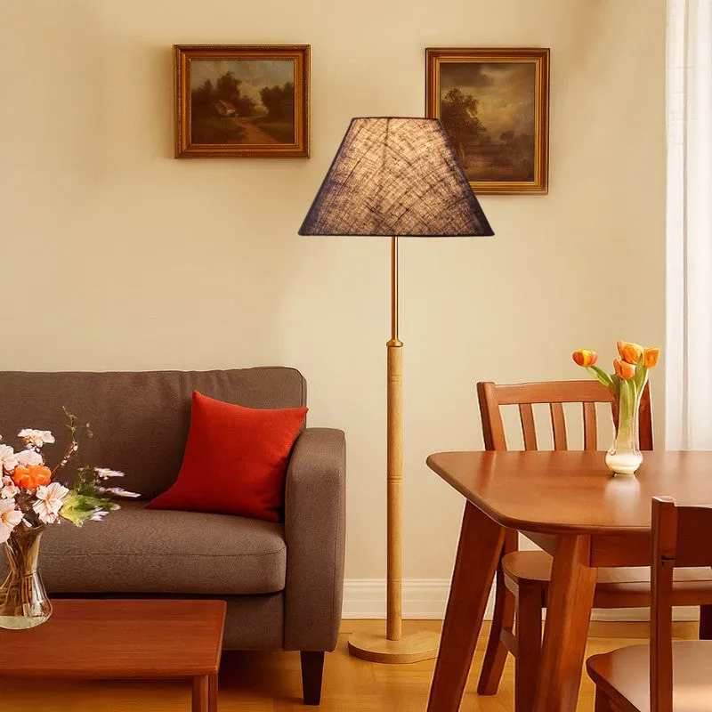 Earth Tone Wooden Floor Lamp - Blue media 1