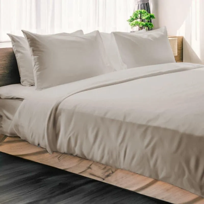 Zuma Solid Cotton Bedsheet (Beige) - 1000 TC media 3