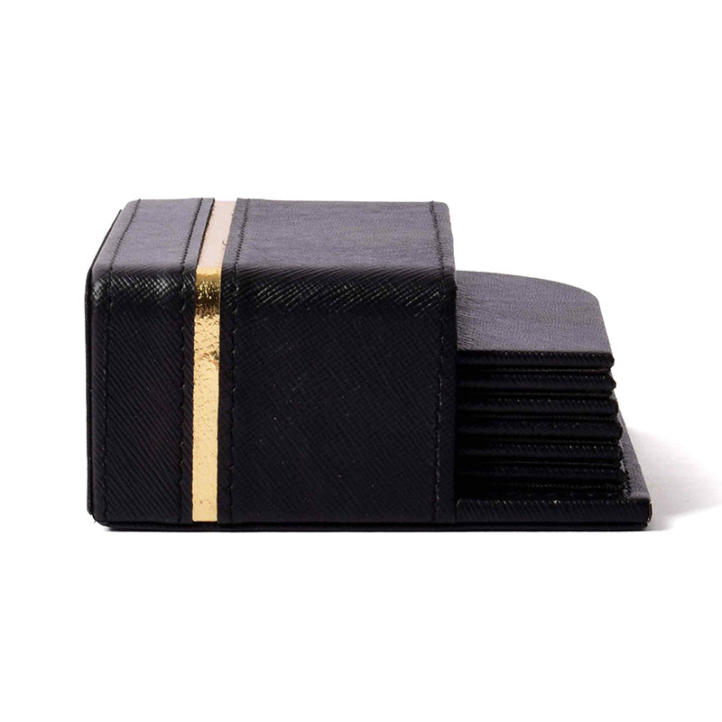 Ceastra Faux Leather Coaster (Black) - Seven Piece Set media 4