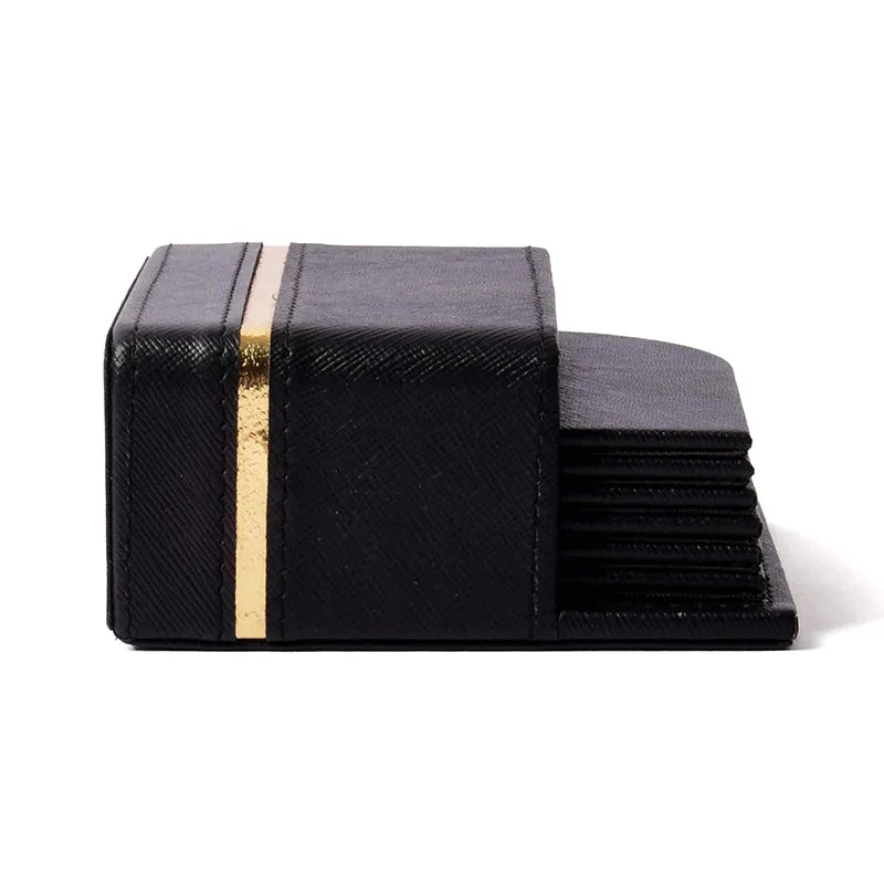 Ceastra Faux Leather Coaster (Black) - Seven Piece Set media 4