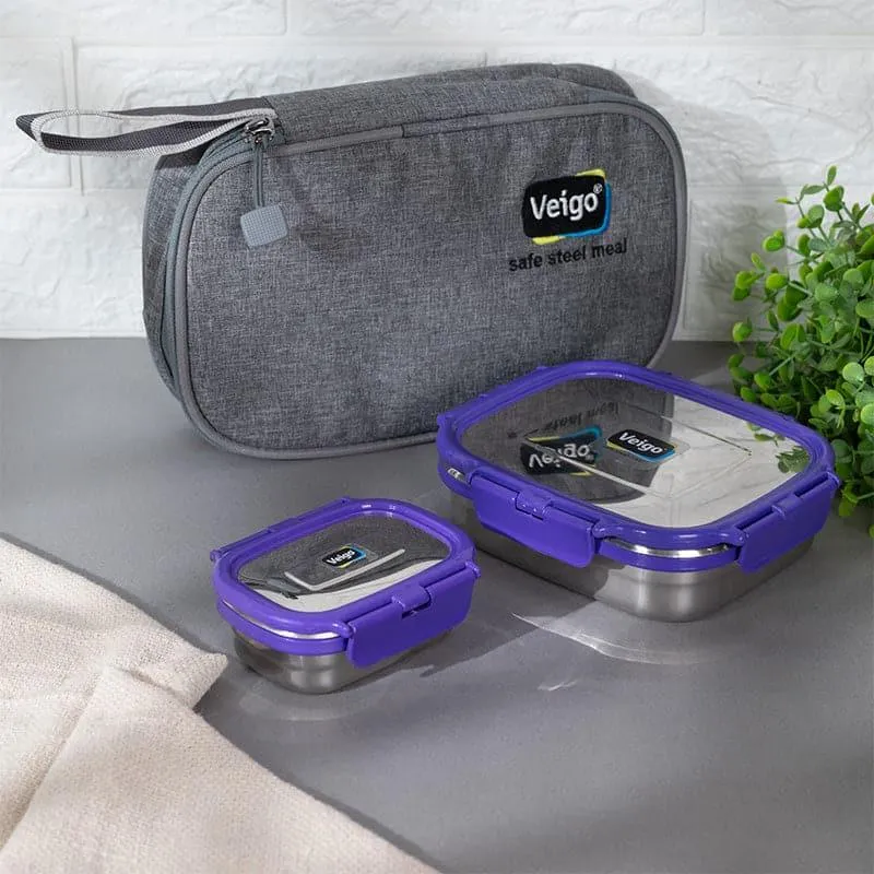 Delica Violet Lunch Box With Pouch (550/150 mL) - Two Piece Set media 6