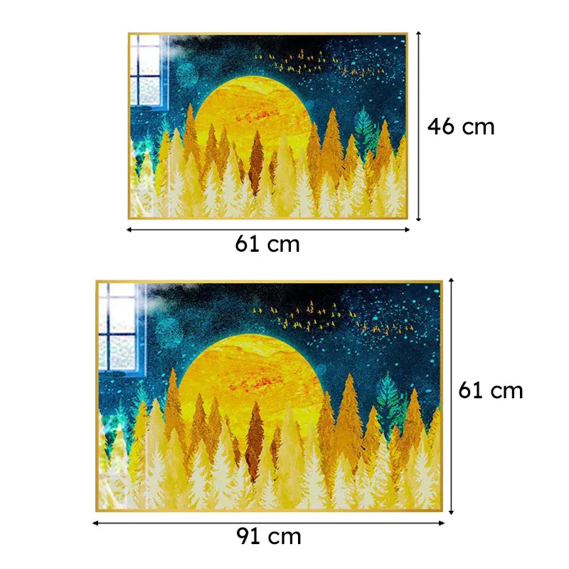 Sunkissed Forest Modern Canvas Wall Art With Frame - Gold media 6