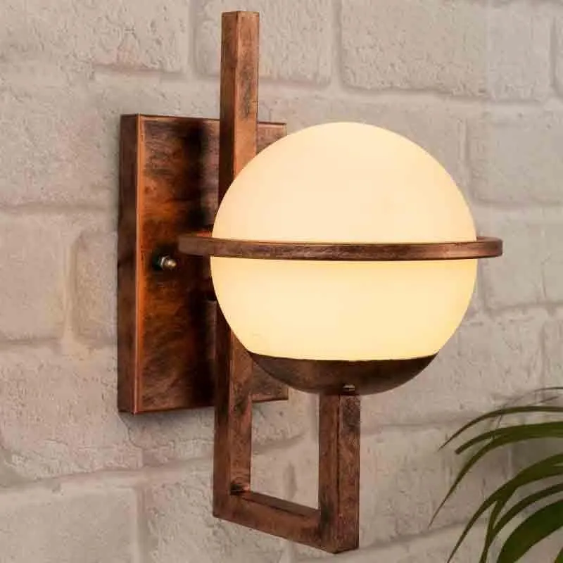 Saturn Metal Wall Lamp With Glass Shade media 1