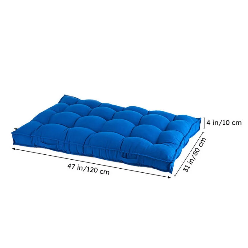 Plushport Solid Cotton Floor Cushion (Blue) - Set Of Two media 8