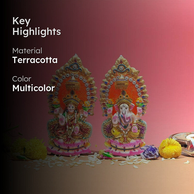 Traditional Lakshmi Ganesh Idol Set media 2