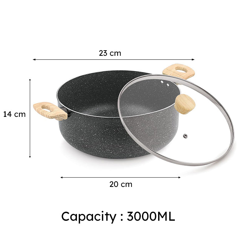 Bergner Terra Black Induction Safe Non-Stick Cooking Pot With Lid - 20 cm/3000 mL media 7