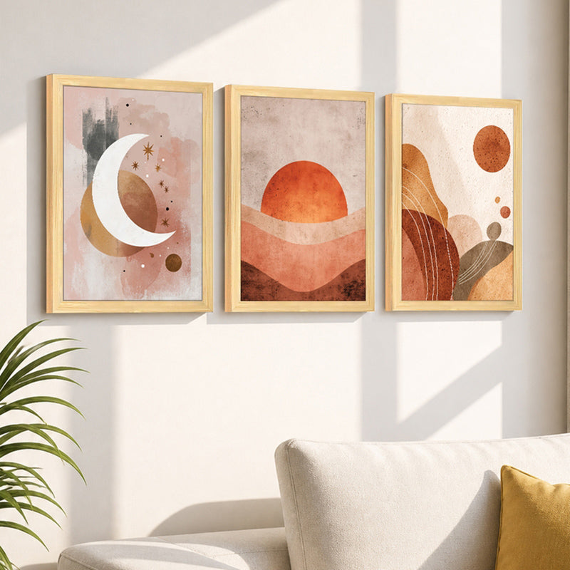 Cosma Modern Celestial Wall Paintings - Set of Three