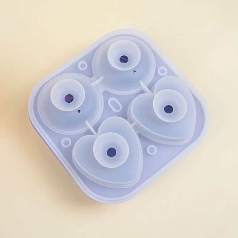 Rose Heart Silicone 4-Cube Ice Mould - Blue media 6