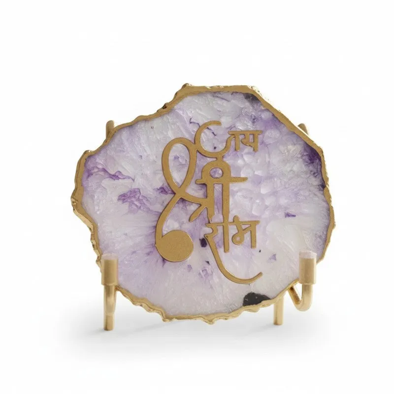 Jai Shri Ram Handcrafted Agate Religious Accent - Purple media 4