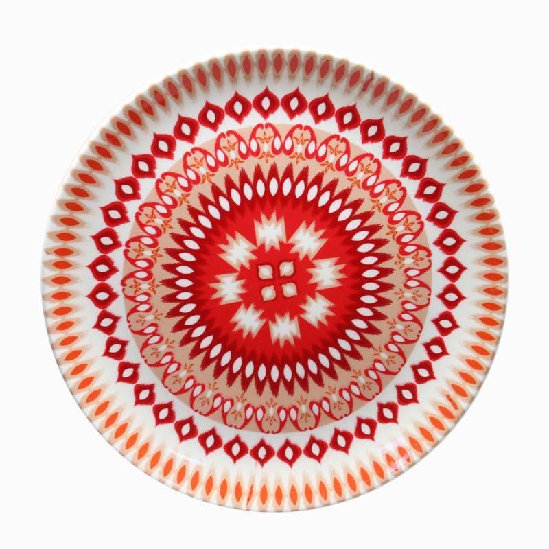Dazzling Red Ikkat Decorative Plate media 6