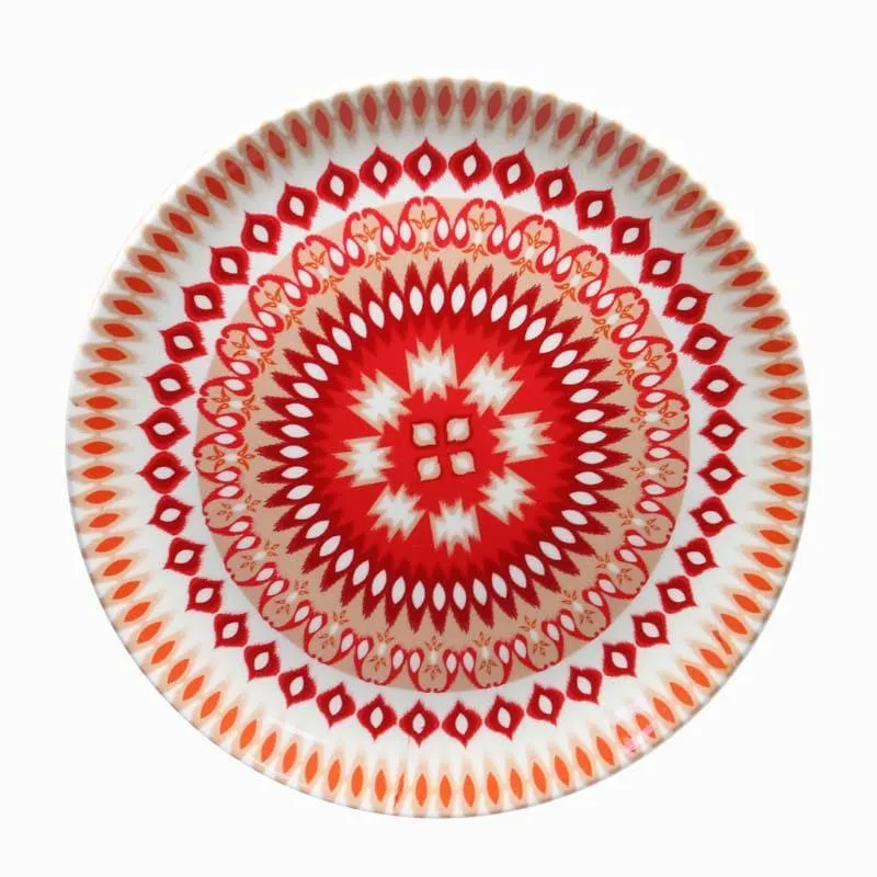Dazzling Red Ikkat Decorative Plate media 6