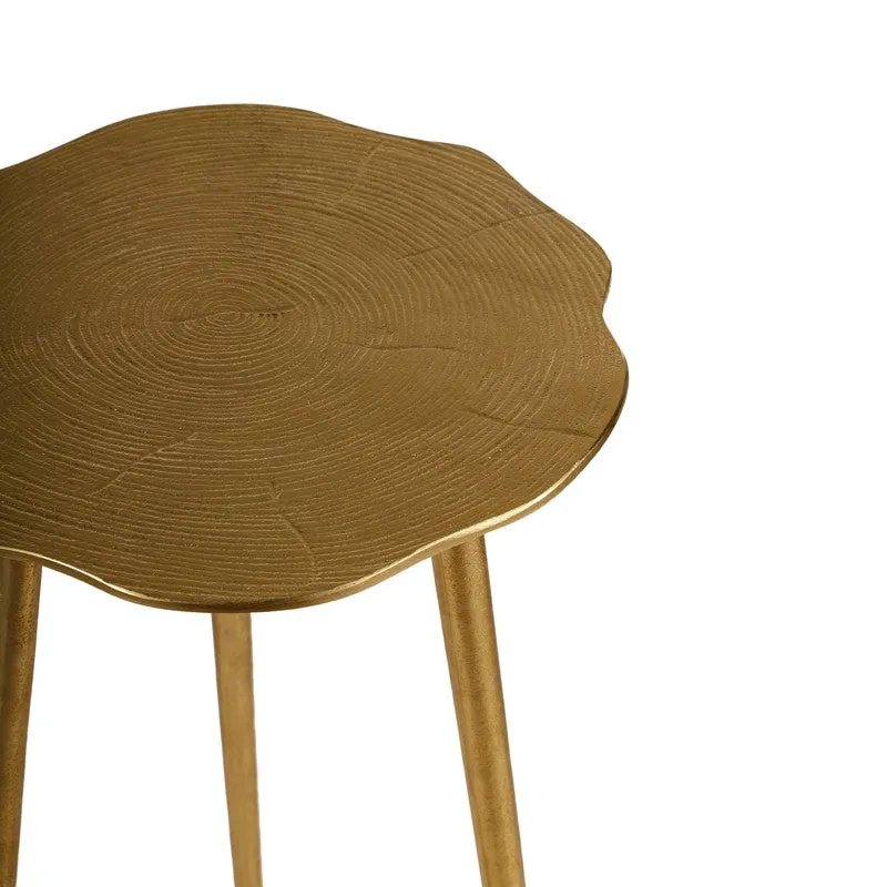 Rustic Log Top Aluminum Side Table - Gold media 6