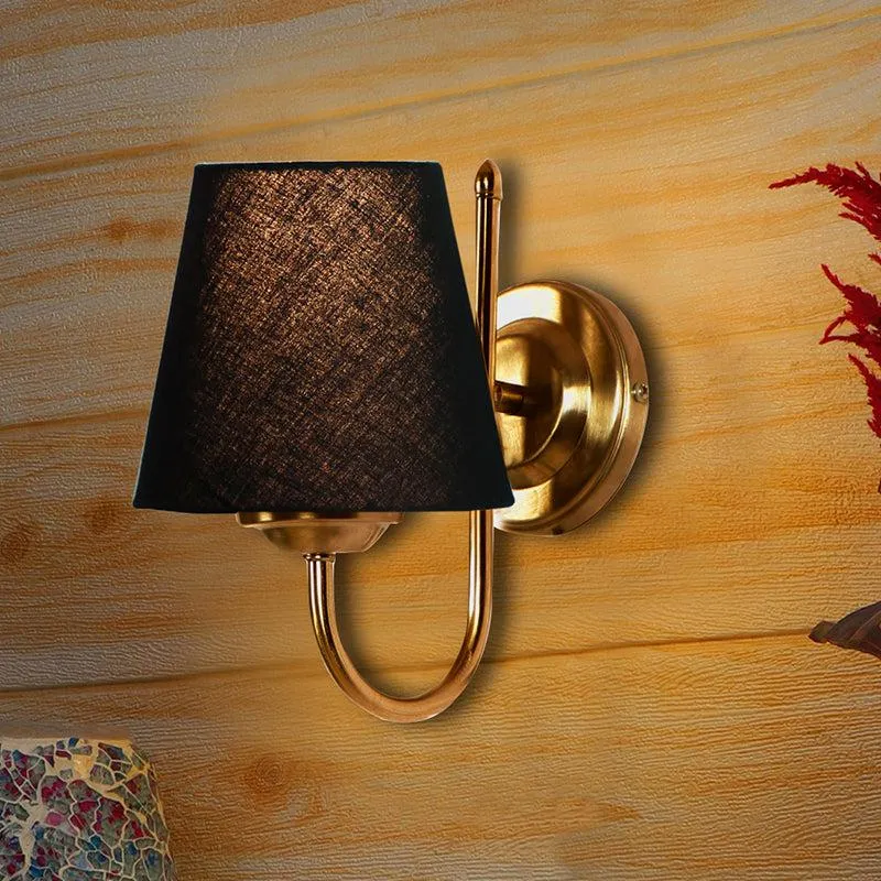 Altura Conical Fabric & Metal Wall Lamp - Black media 1