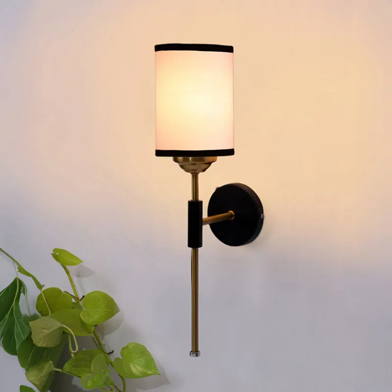 Beryll Edge Cylindrical Steel & Cotton Wall Lamp media 1