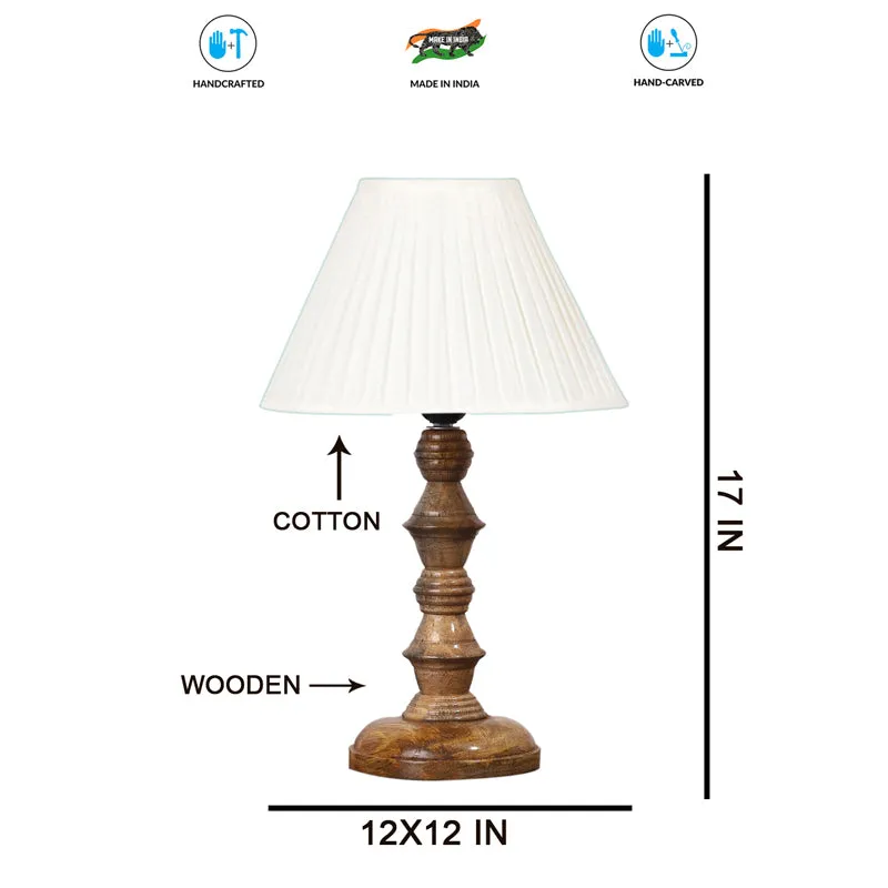 Pleatra II Timber Wooden Table Lamp - White,Brown media 7
