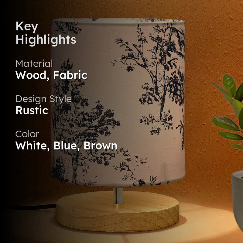Vinteraa Flora Wooden Table Lamp - White,Blue,Brown media 2