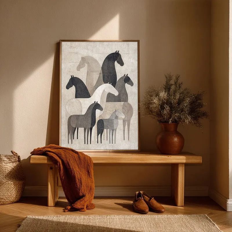 Abstract Horse Collective Wall Painting With Brown Frame media 6