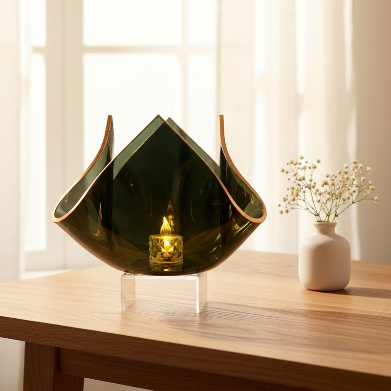 Noire Bloom Black & Gold Tulip Glass Candle Holder media 3
