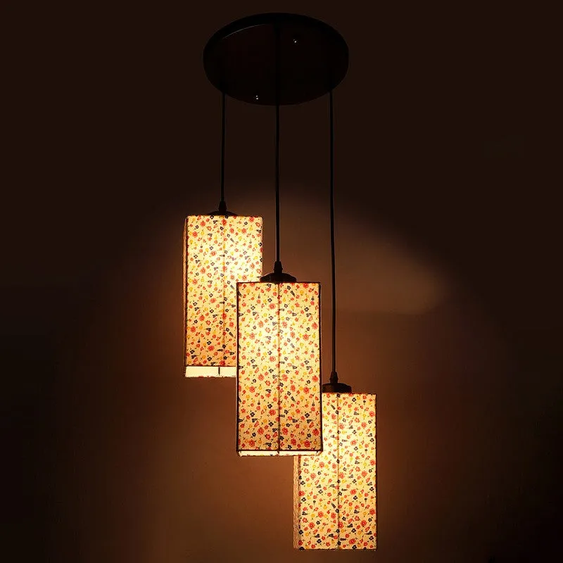 Warm Ivory Triple Metal Ceiling Lamp - Multicolor media 7