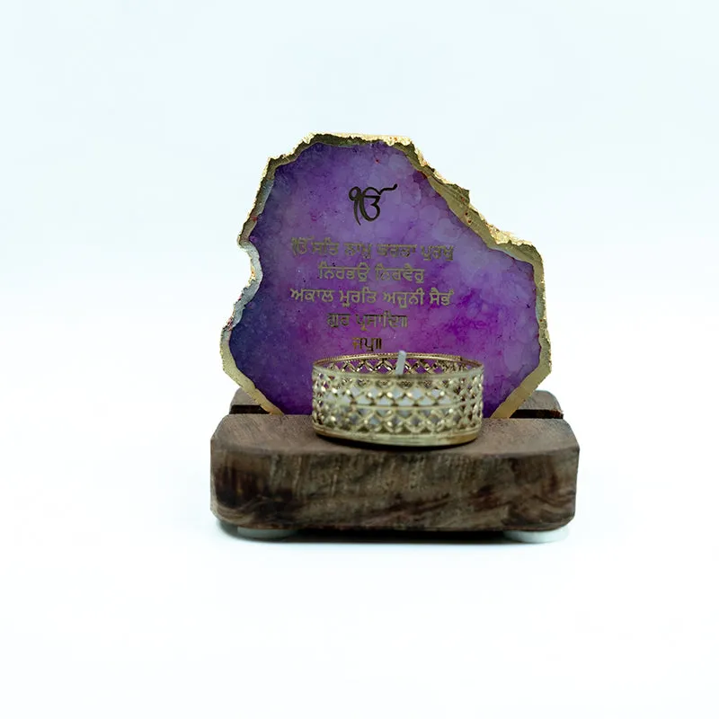 Agate Onkar Mantra Tea Light Holder - Pink media 7