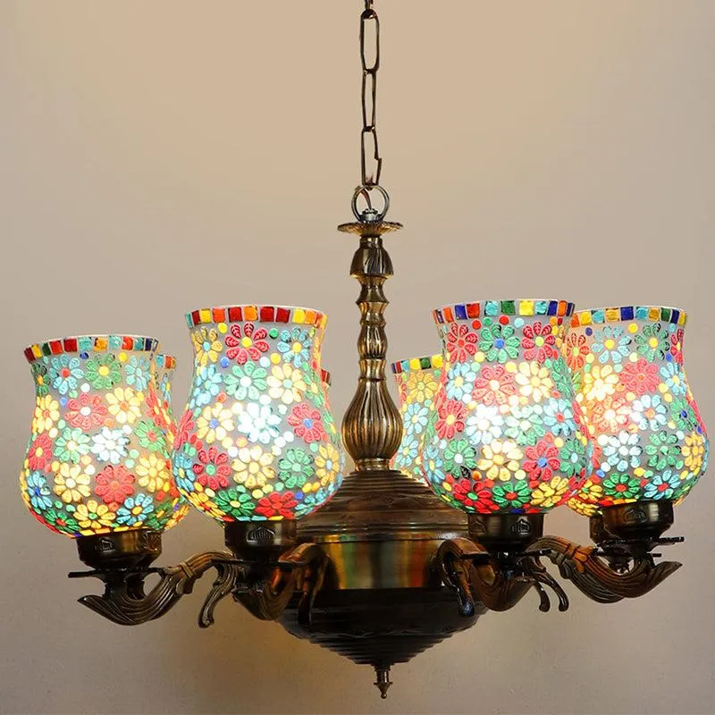 Ervo Vilona Mosaic Golden Antique Ceiling Lamp media 1