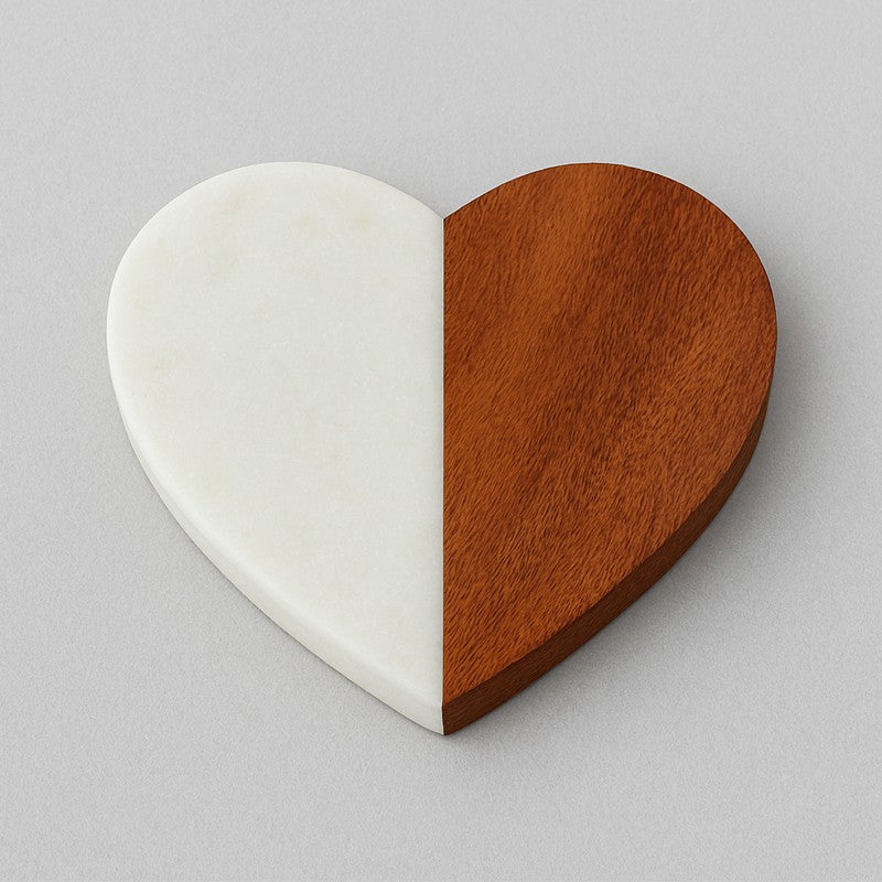 Heart Shaped Stone Acacia Wood Coasters media 5