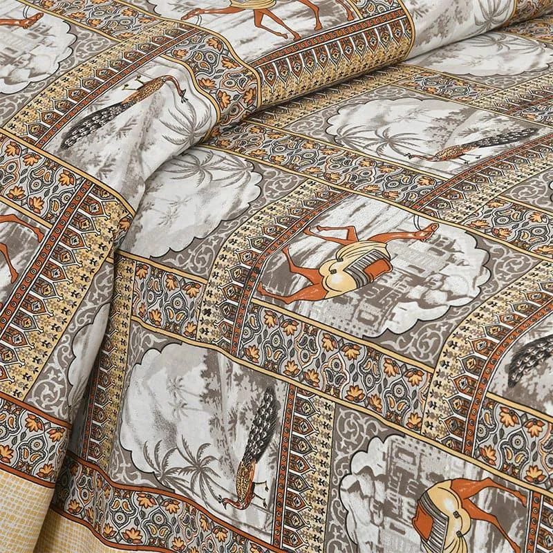 Niran Royal Courtyard Cotton Bedsheet (Orange) - 180 TC media 4
