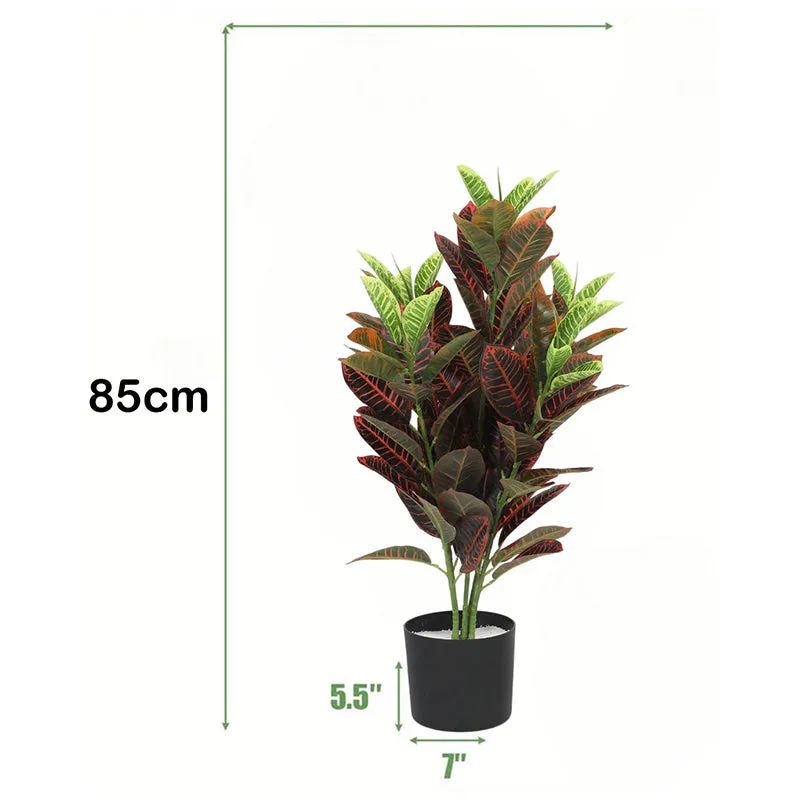 Cindra Artificial Red Croton Plant With Black Plastic Pot - 2.8 Feet media 6
