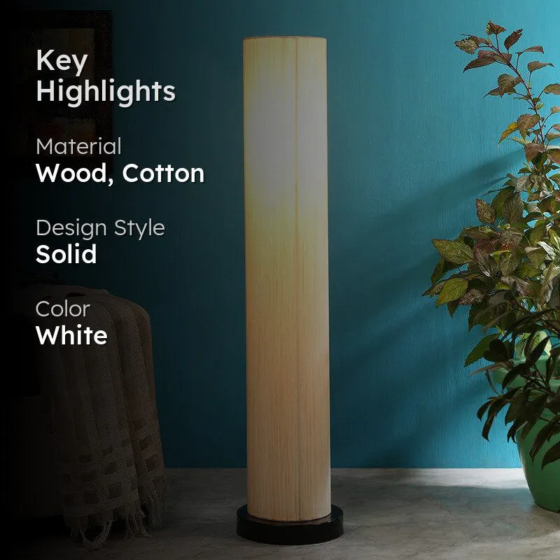 Eshe Wooden Tower Floor Lamp With Khadi Shade - Off-White media 2