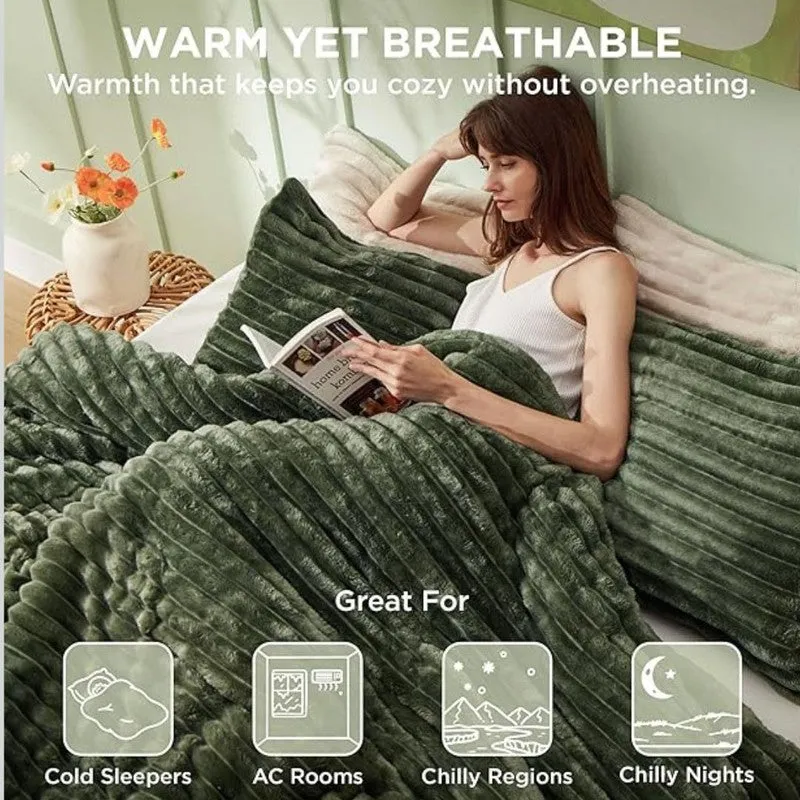 Sleep Scape Faux Fabric Blanket (Green)- 300 GSM media 7