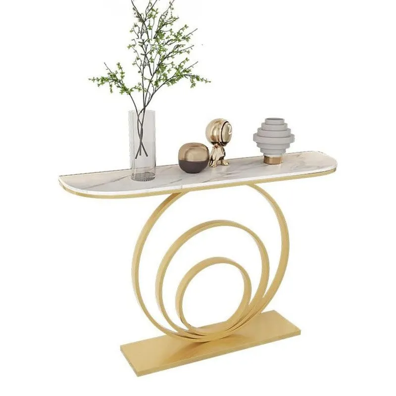 Elegant Metal Console Table with Marble Top - Small media 5