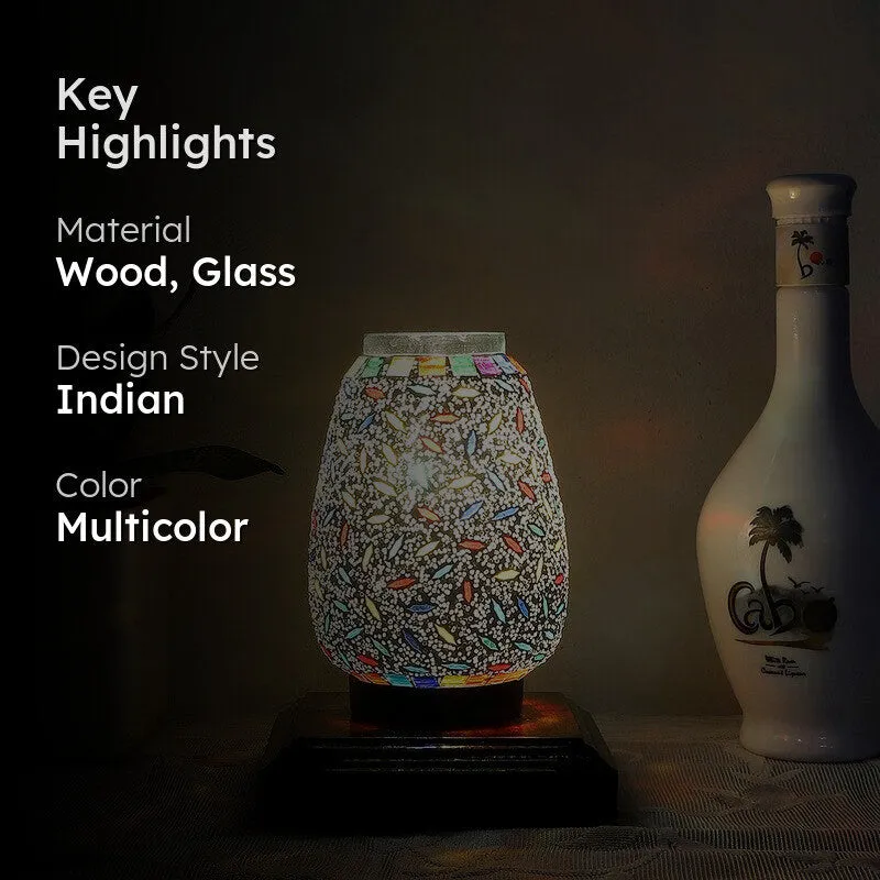 Illumix Glass Table Lamp With Wooden Base - Multicolor media 2