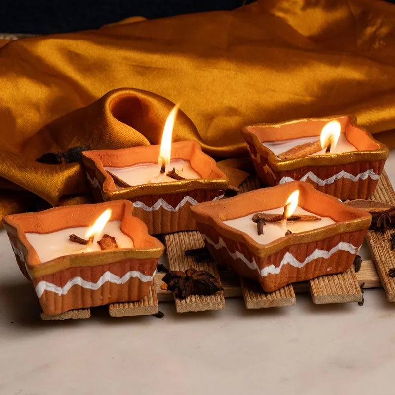 Nura Handpainted Orange Scented Candle - Set Of Four media 3