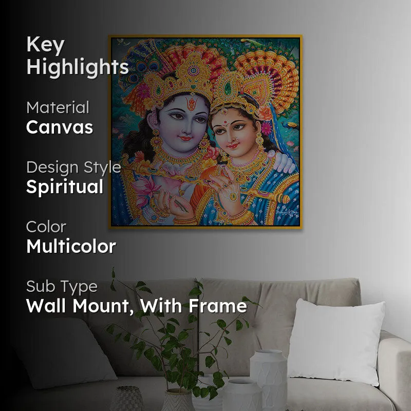 Vibrant Radhakrishna II Canvas Wall Art With Frame media 2