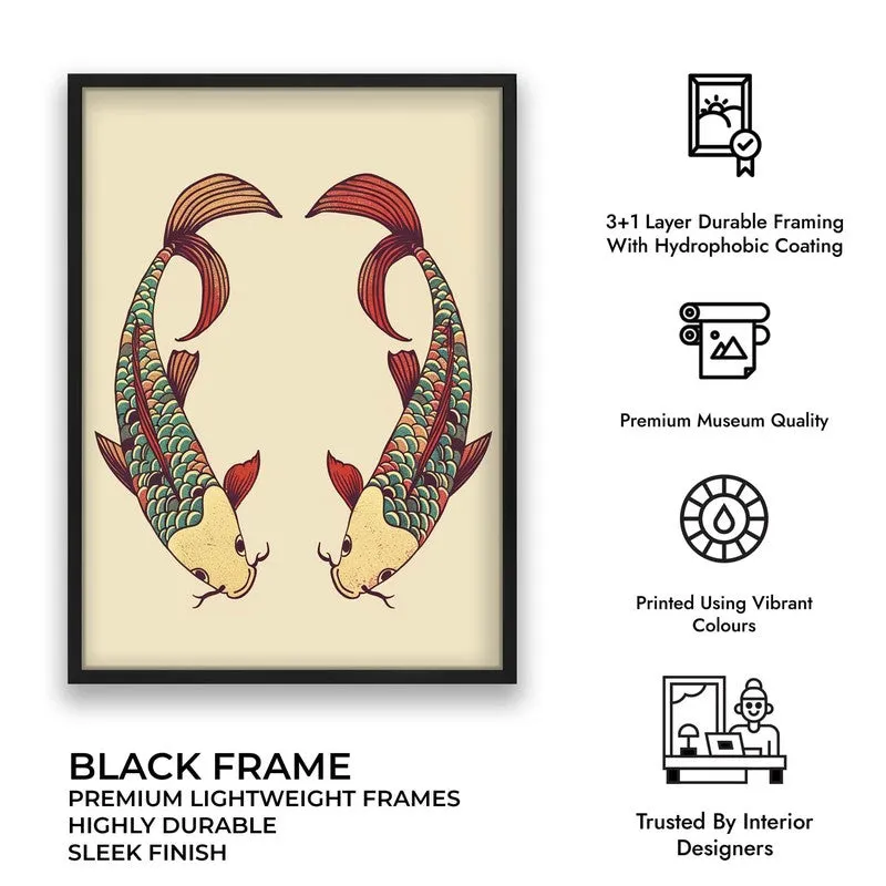 Decorative Bird Illustration Canvas Wall Painting With Black Frame media 11