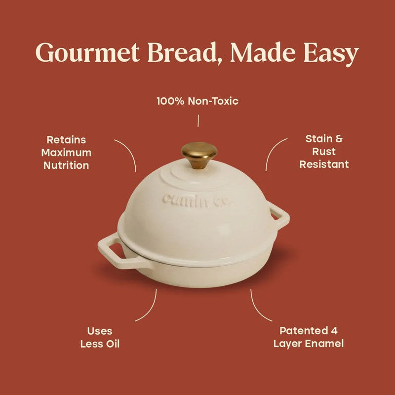 Cumin Co Enamel Cast Iron Bread Oven (White) - 1000 mL media 7