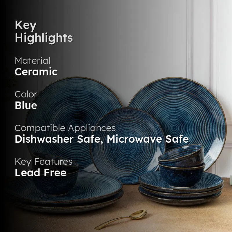 Meghneel Handmade Dinner Set (Blue) - 12 Piece Set media 2