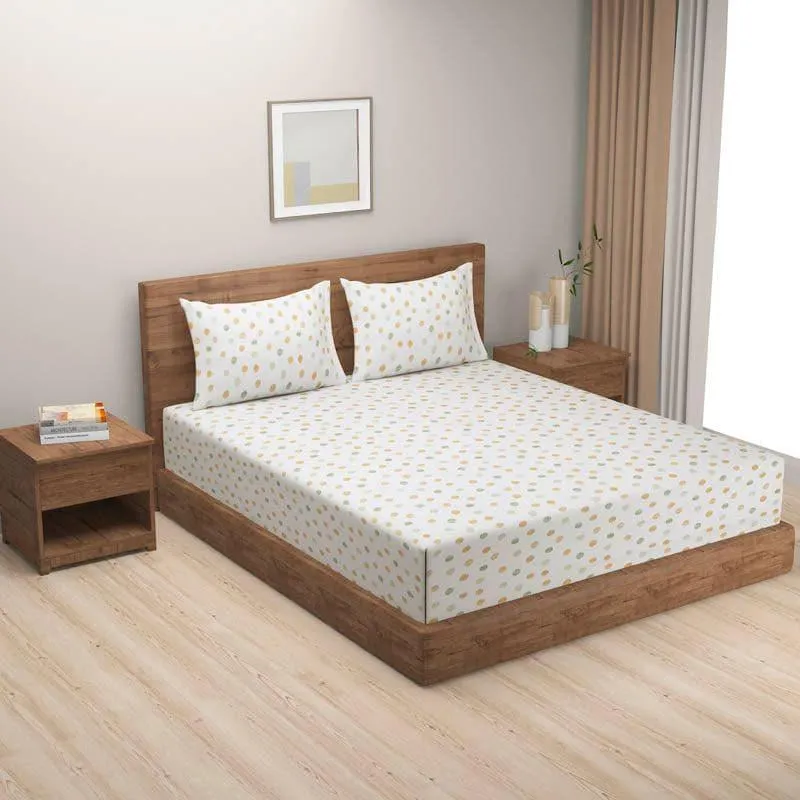 Swayam Polka Plot Cotton Bedsheet (Lime Green) - 200 TC media 1