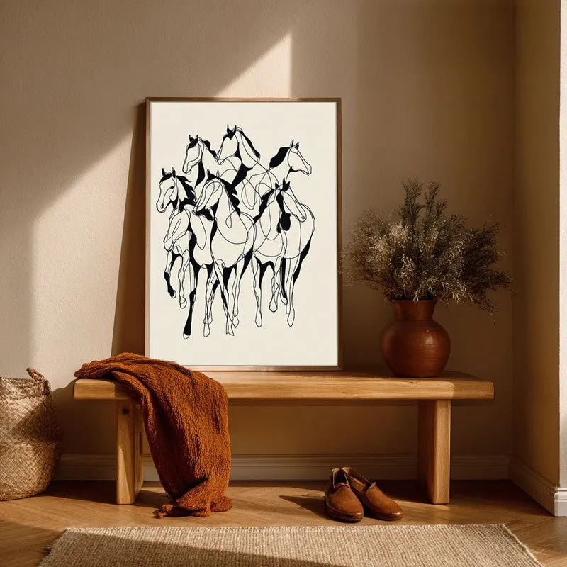 Horse in Harmony Wall Painting With Brown Frame media 6