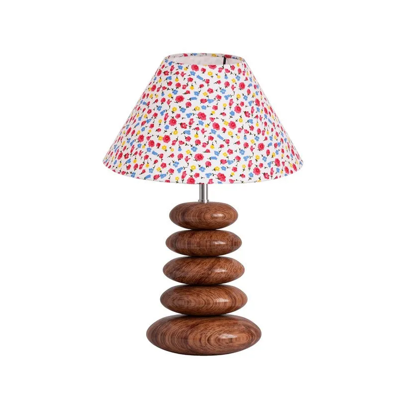 Glanorix Cotton Table Lamp With Wooden Base - Multicolor media 5