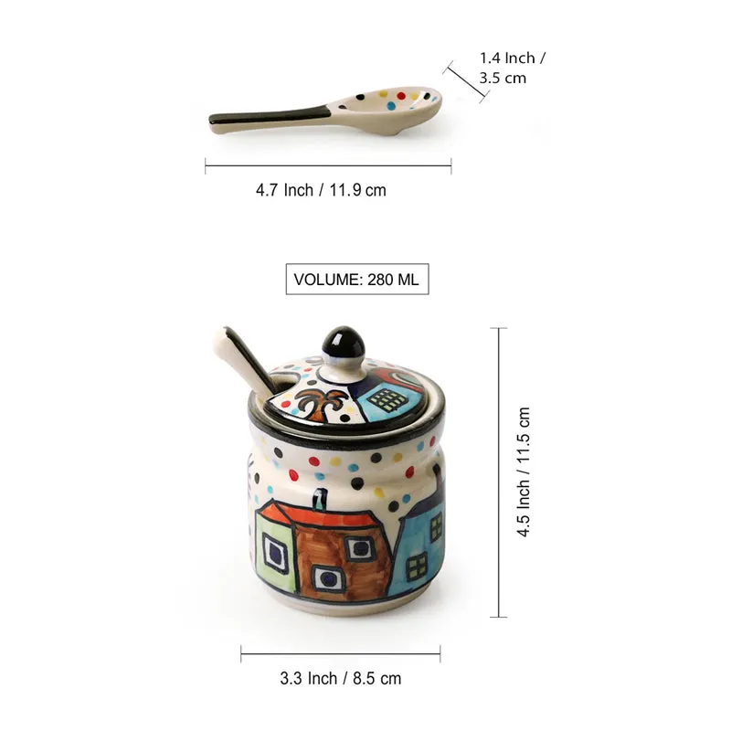 Coastal Cottage Handpainted Ceramic Jar With Spoon (280 ML) - Eight Piece Set media 6