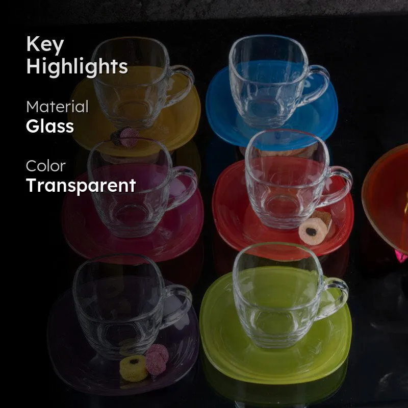 Celine Glass Cup & Saucer (220 ML) - Twelve Piece Set media 2