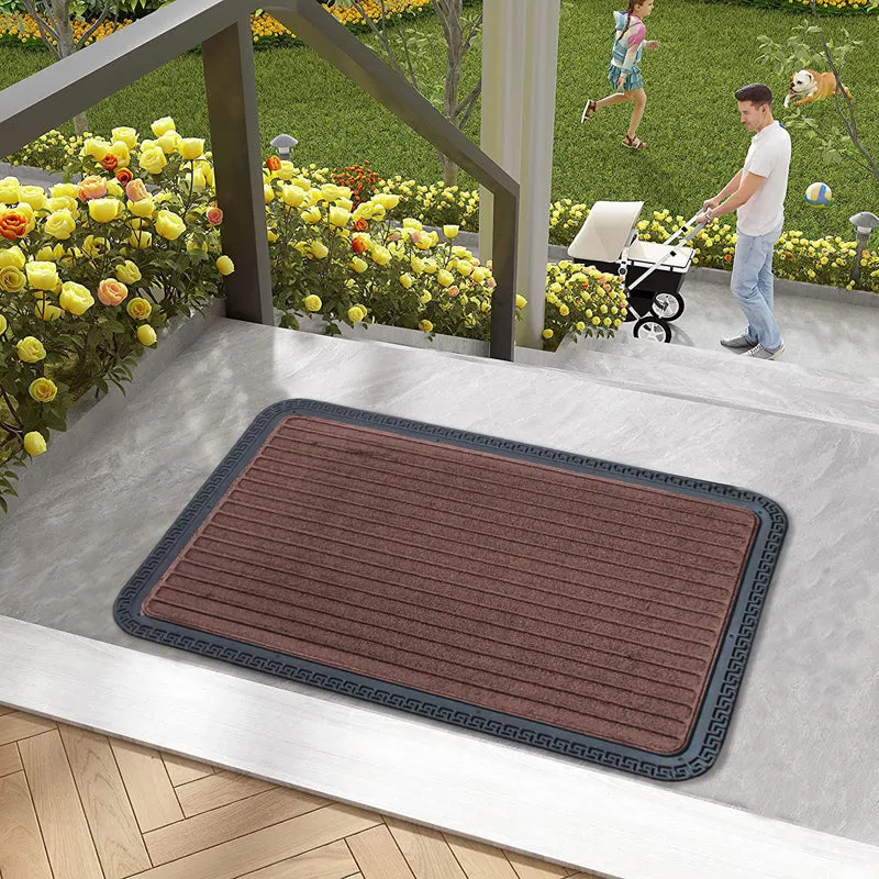 Cara Stripe Rubber Door Mats - Brown media 3