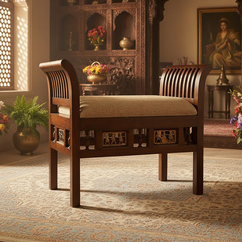 Cleo I Teak wood Ottoman
