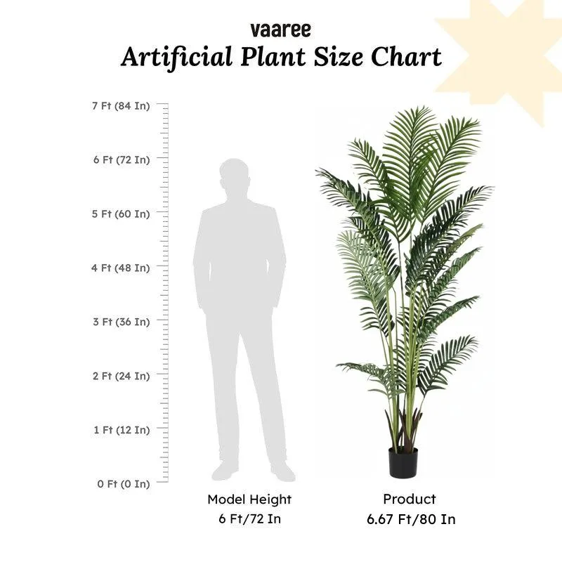 Faux Lush Areca Plam Plant With Black Plastic Pot - 6.6 Feet media 6